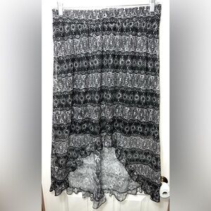 Whimsigoth Skirt Hi-Low Skirt Lace Tulip Skirt Midi Skirt Black/White Women’s L